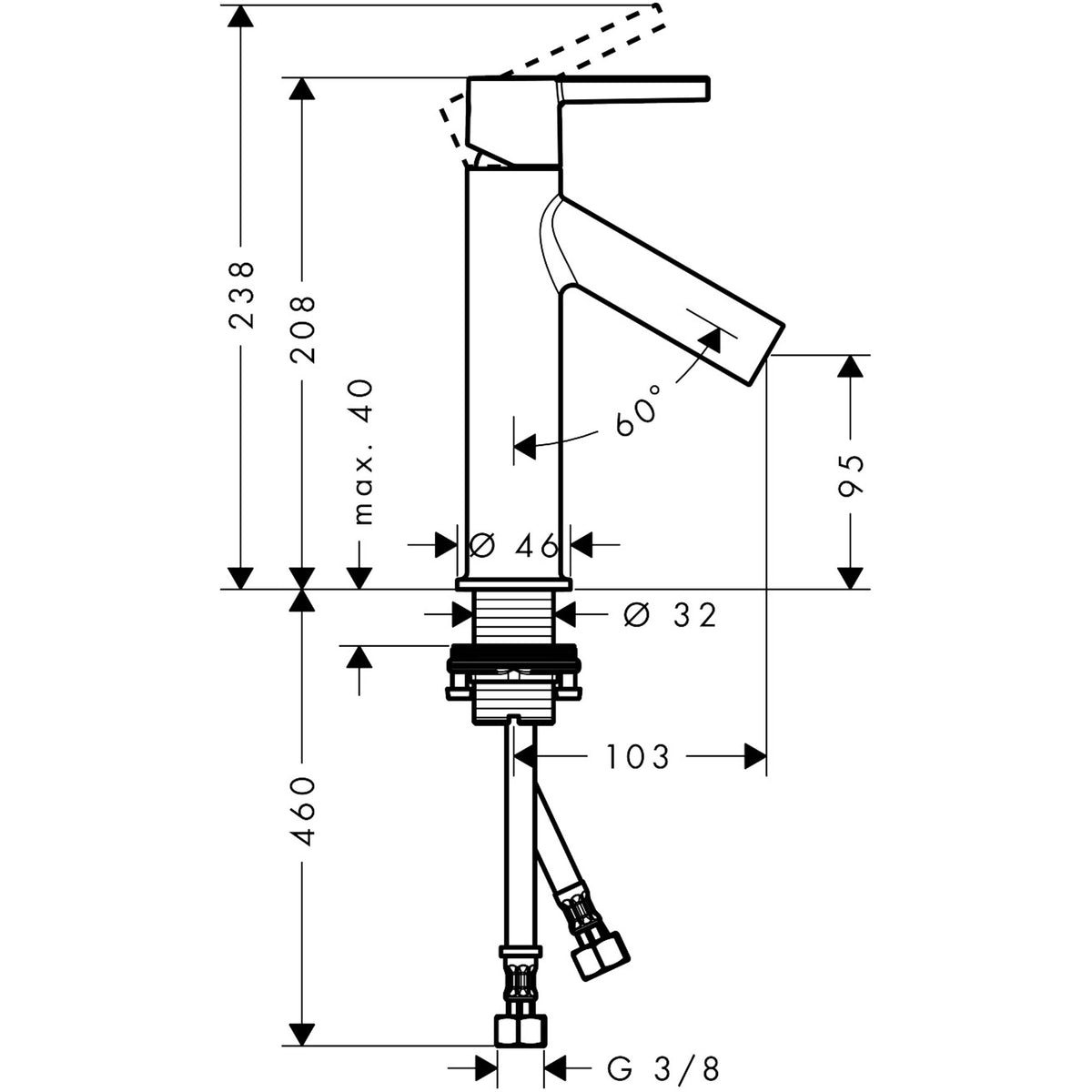 ברז כיור אקסור AXOR Starck Single lever basin mixer with lever handle and waste set
