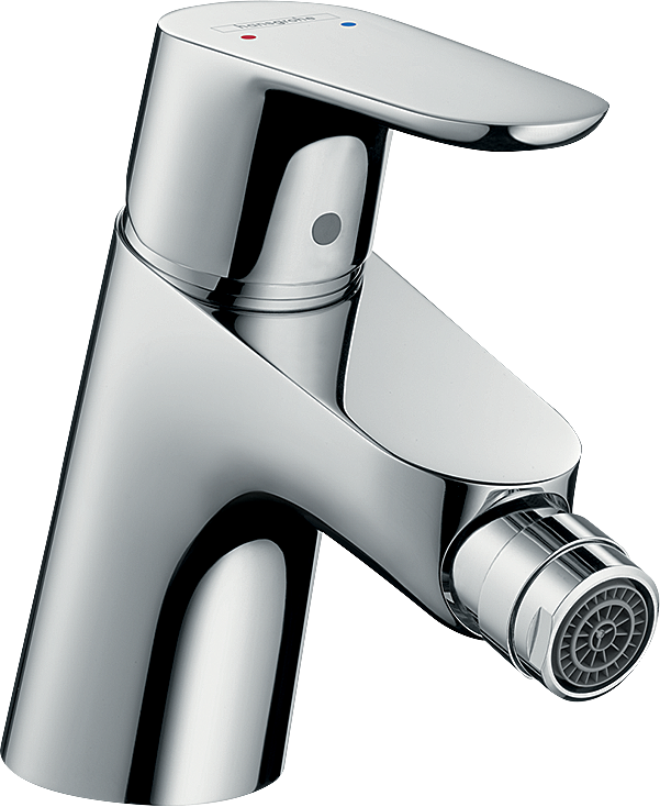 Focus Single lever bidet mixer with push-open waste set