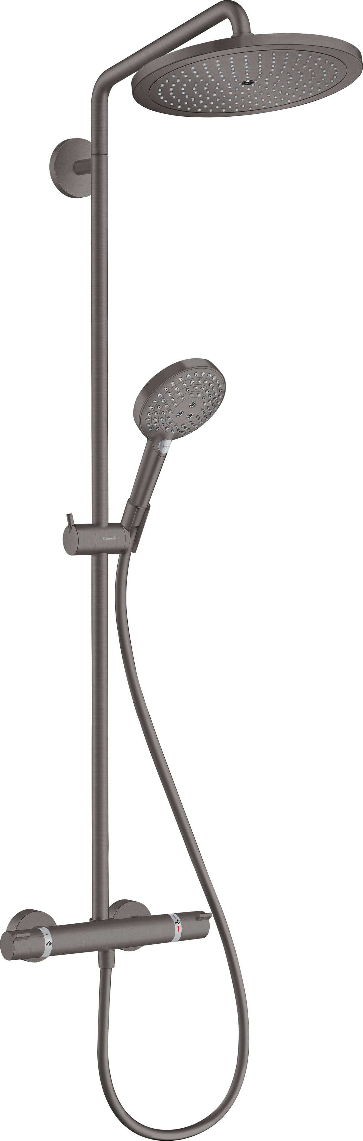 Hansgrohe Croma Select S Showerpipe 280 1jet with thermostat and hand shower Raindance Select S 120 3jet Brushed Black Chrome 26890340