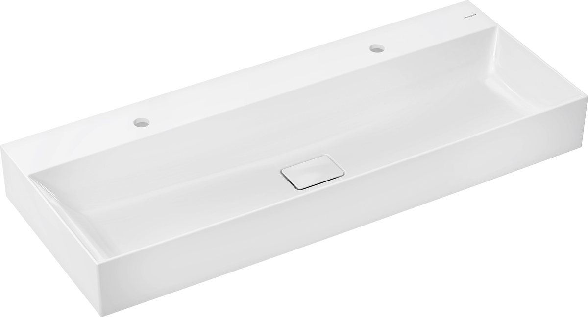 Xevolos E Countertop basin ground 1200/480 with 2 tap holes without overflow, SmartClean