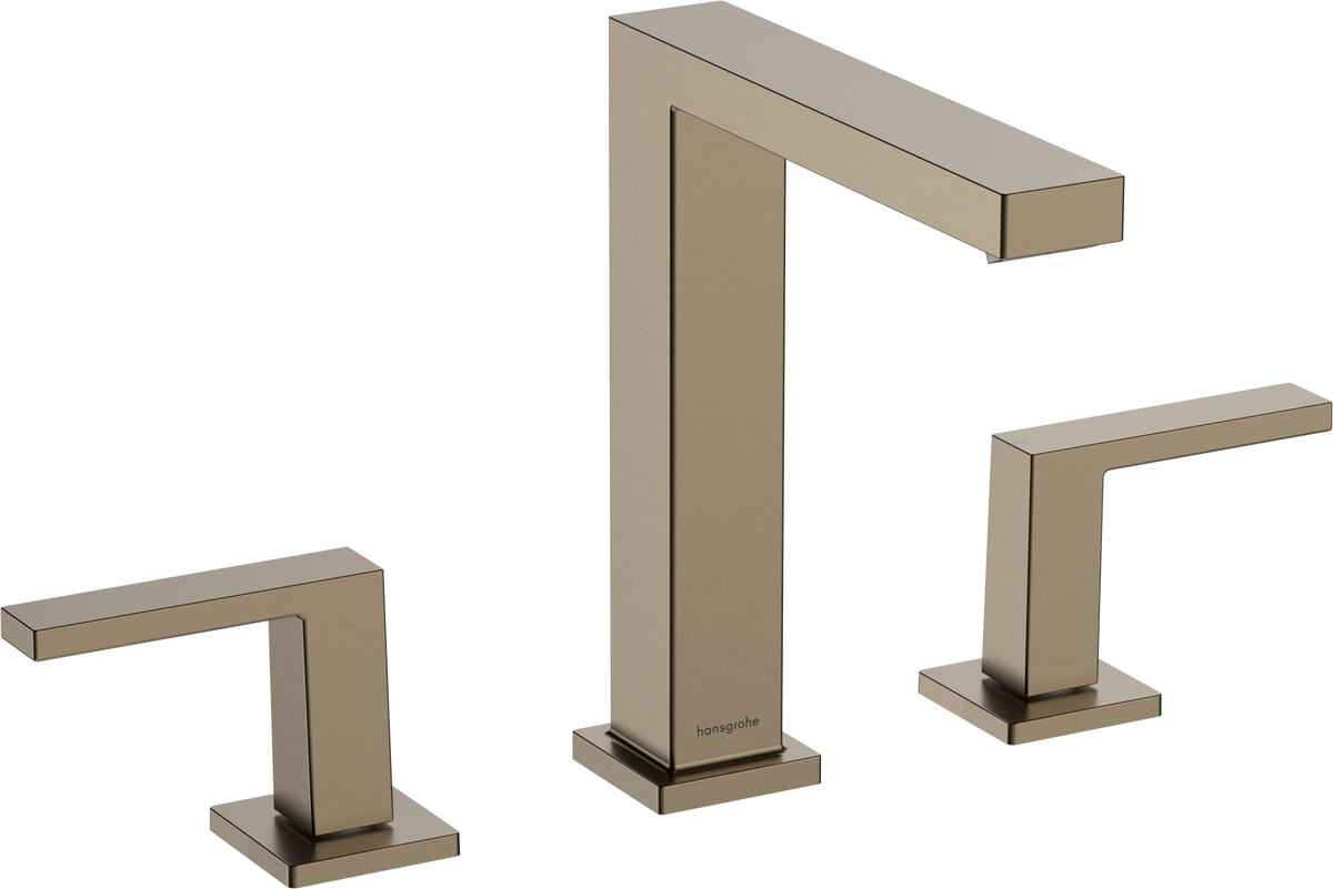 Hansgrohe Tecturis E 3-hole basin mixer 150 EcoSmart+ with push-open waste set Brushed Bronze 73030140