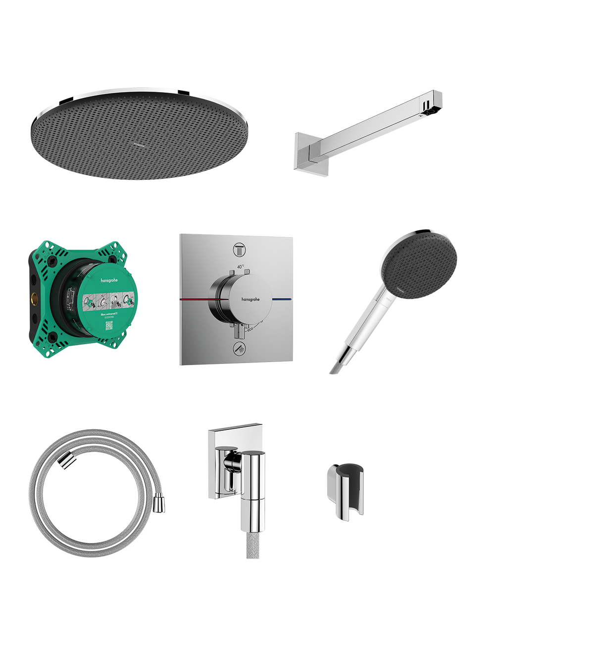 מערכת מקלחת הנס גרואה Hansgrohe Raindance Alive S Design ShowerSet 300 1jet with ShowerSelect Comfort E and basic set iBox universal 2
