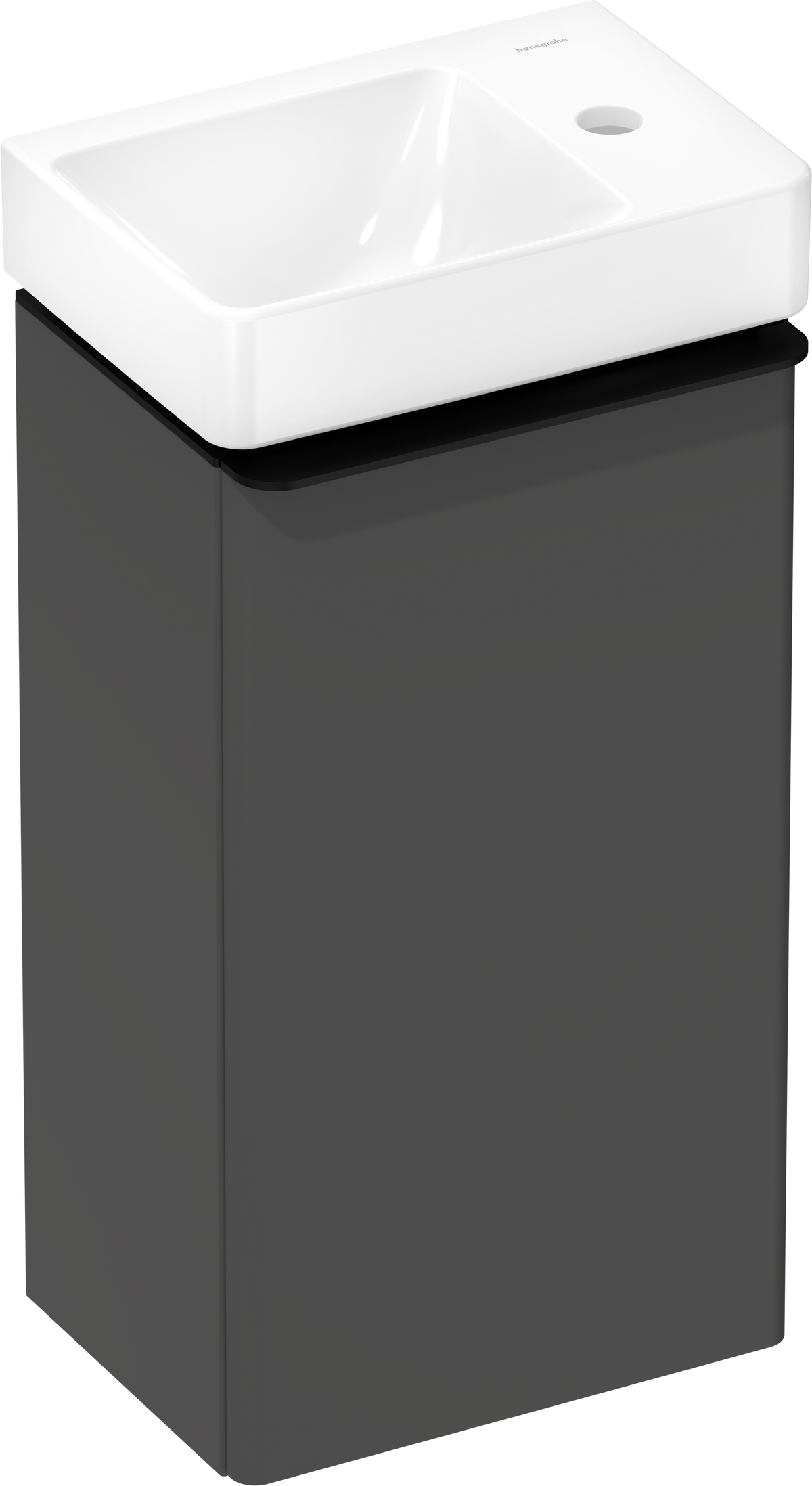 סט ארון אמבטיה וכיור הנס גרואה Hansgrohe Xelu Q Vanity unit set Diamond Matt Grey 340/245 door hinge right with handrinse basin, shelf right