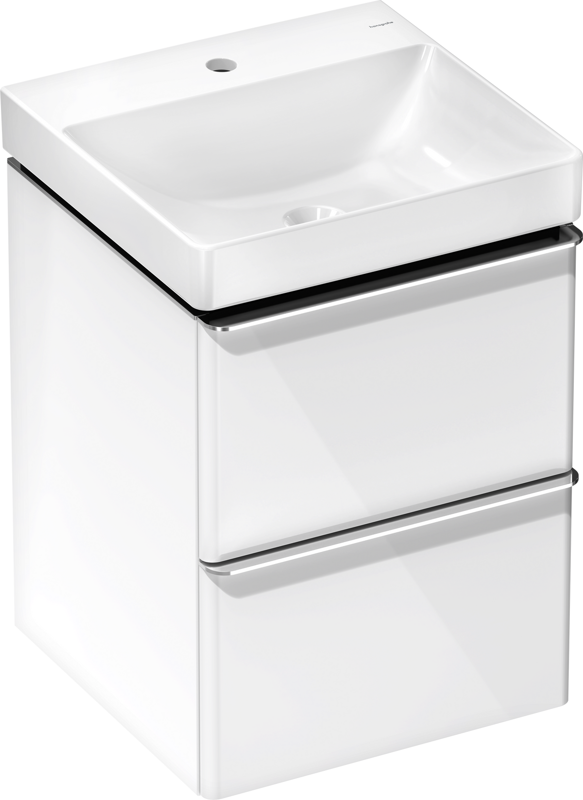 סט ארון אמבטיה וכיור הנס גרואה Hansgrohe Xelu Q Vanity unit set High Gloss White 480/475 with 2 drawers with handrinse basin