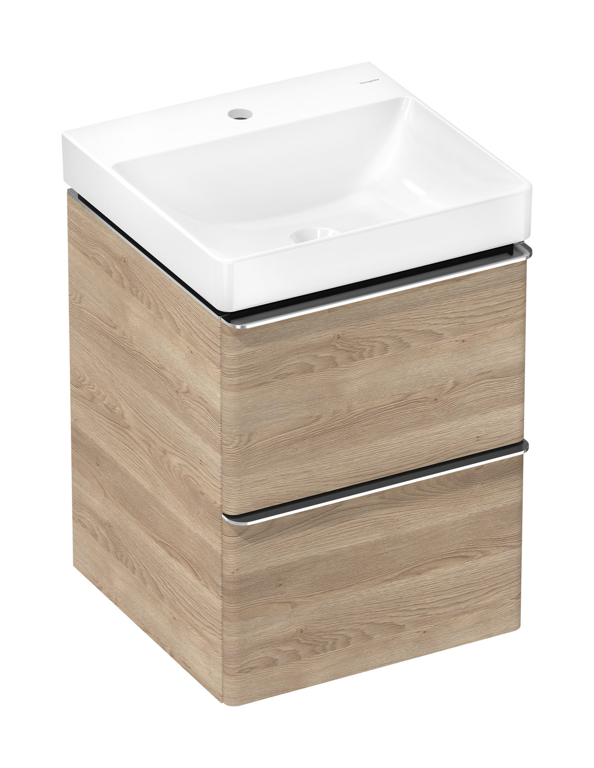 סט ארון אמבטיה וכיור הנס גרואה Hansgrohe Xelu Q Vanity unit set Natural Oak 480/475 with 2 drawers with handrinse basin