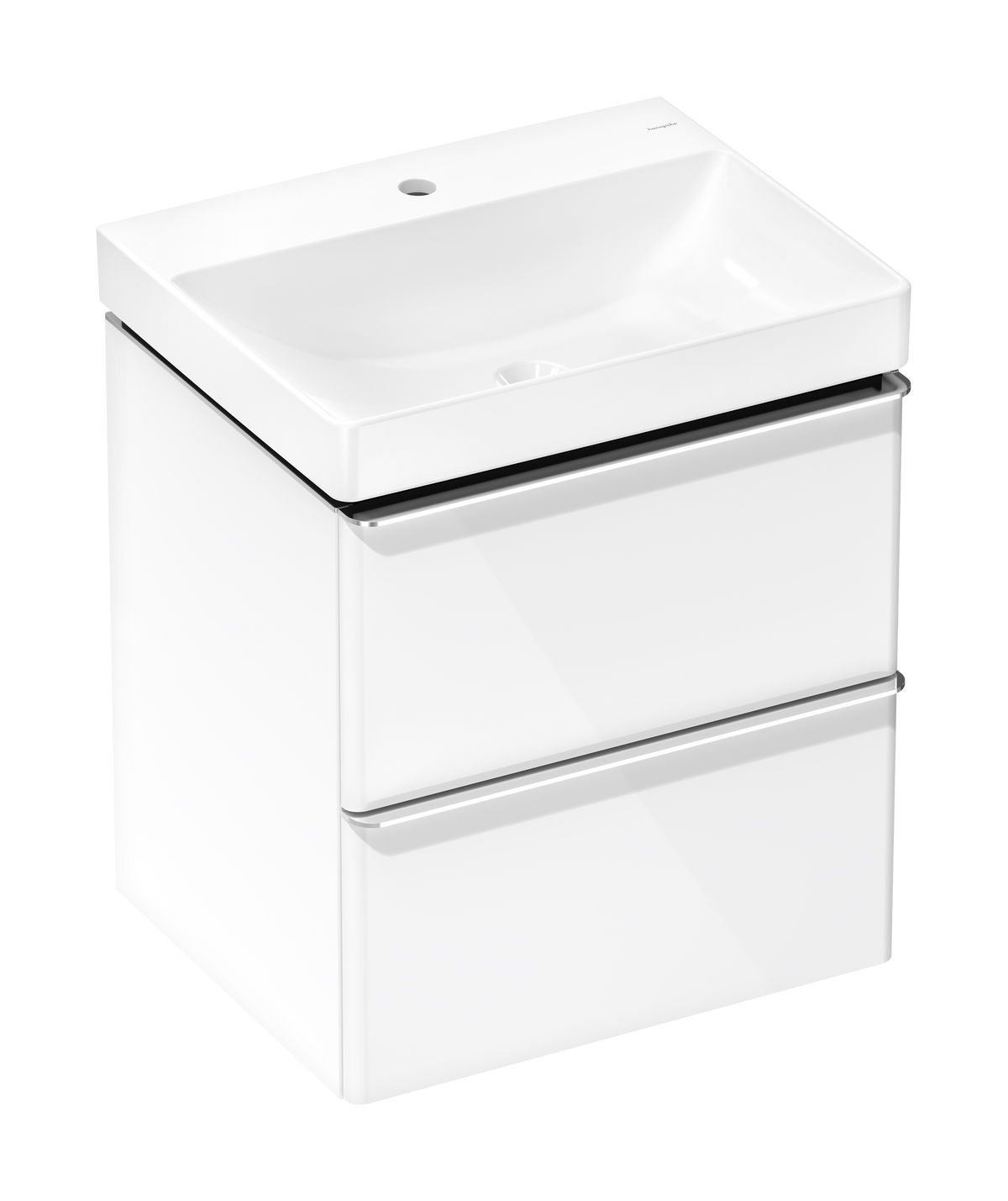 סט ארון אמבטיה וכיור הנס גרואה Hansgrohe Xelu Q Vanity unit set High Gloss White 580/475 with 2 drawers with wash basin