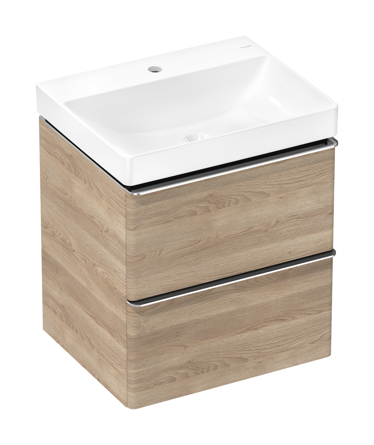 סט ארון אמבטיה וכיור הנס גרואה Hansgrohe Xelu Q Vanity unit set Natural Oak 580/475 with 2 drawers for wash basin
