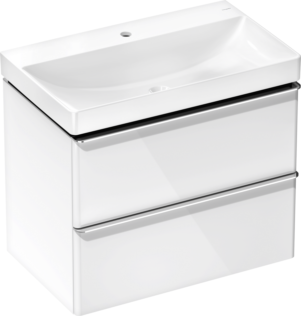 סט ארון אמבטיה וכיור הנס גרואה Hansgrohe Xelu Q Vanity unit set High Gloss White 780/475 with 2 drawers with wash basin