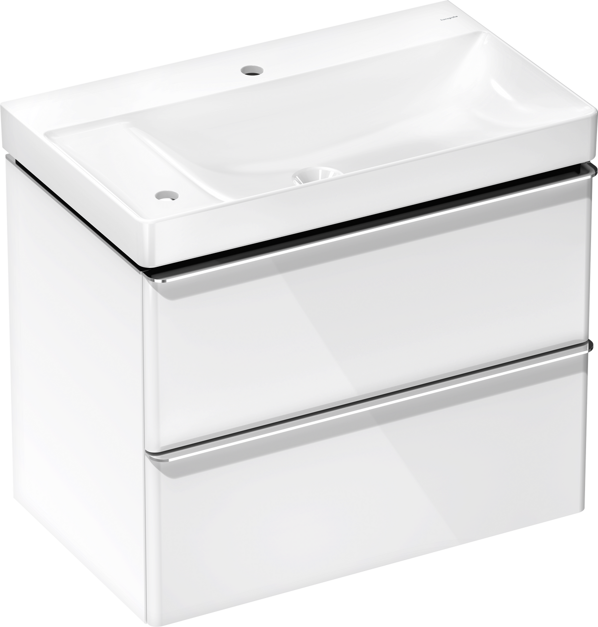 סט ארון אמבטיה וכיור הנס גרואה Hansgrohe Xelu Q Vanity unit set High Gloss White 780/475 with 2 drawers with wash basin, shelf left