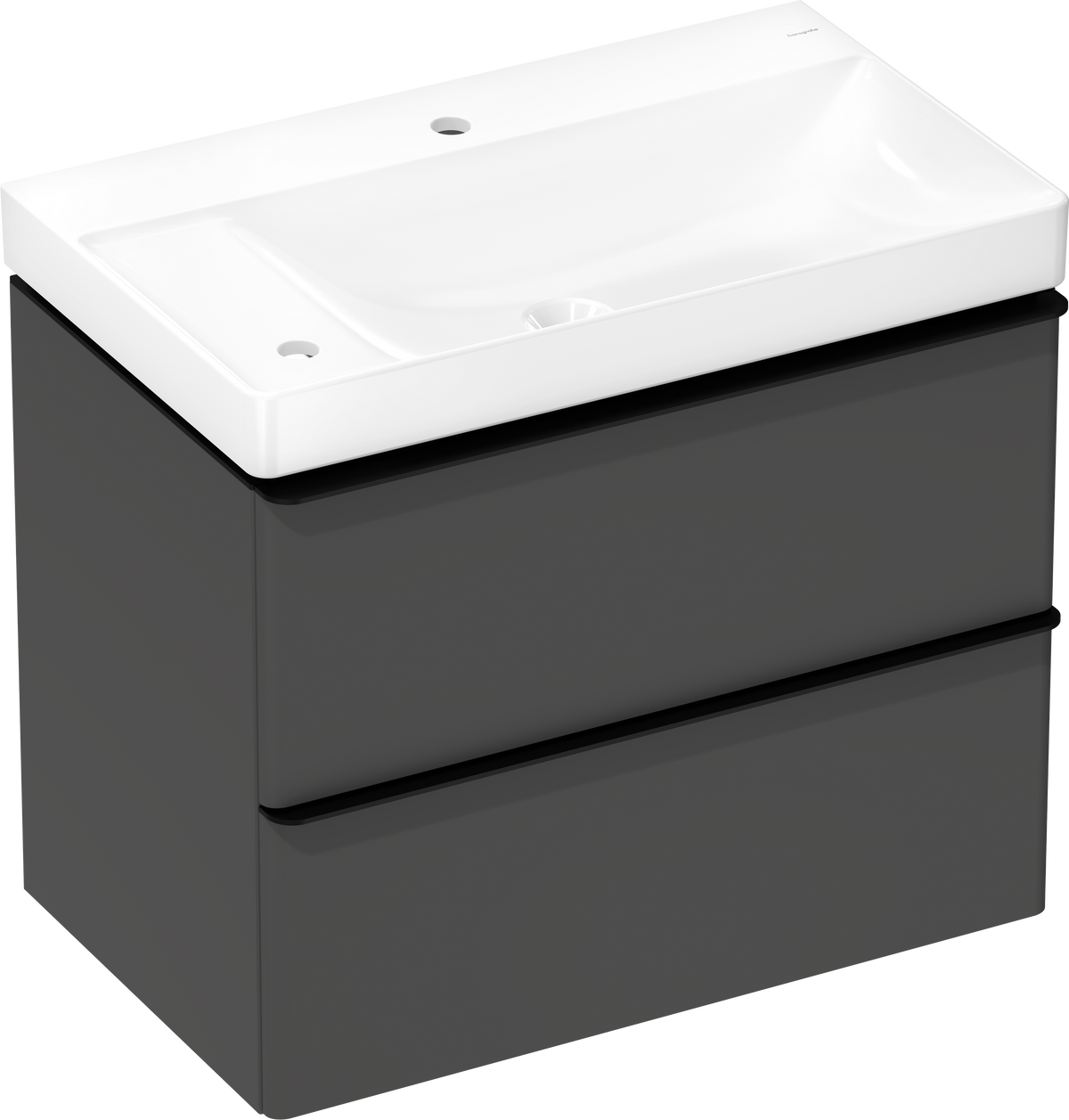 סט ארון אמבטיה וכיור הנס גרואה Hansgrohe Xelu Q Vanity unit set Diamond Matt Grey 780/475 with 2 drawers with wash basin, shelf left