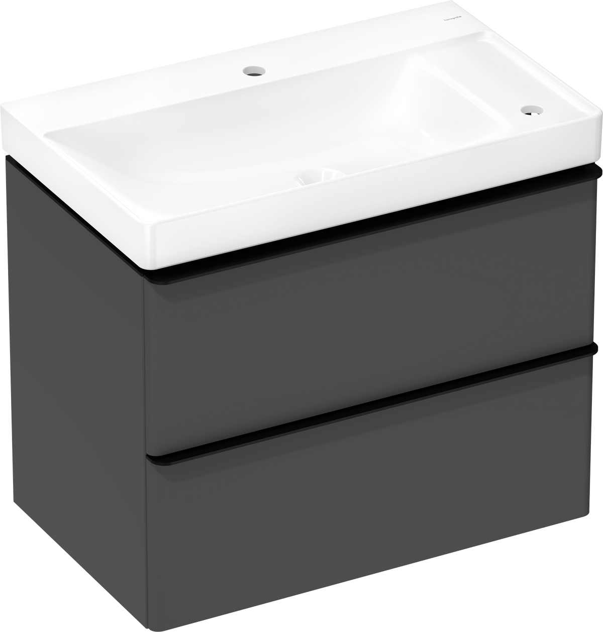 סט ארון אמבטיה וכיור הנס גרואה Hansgrohe Xelu Q Vanity unit set Diamond Matt Grey 780/475 with 2 drawers with wash basin, shelf right