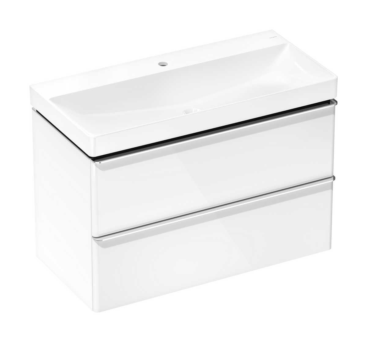 סט ארון אמבטיה וכיור הנס גרואה Hansgrohe Xelu Q Vanity unit set High Gloss White 980/475 with 2 drawers with wash basin