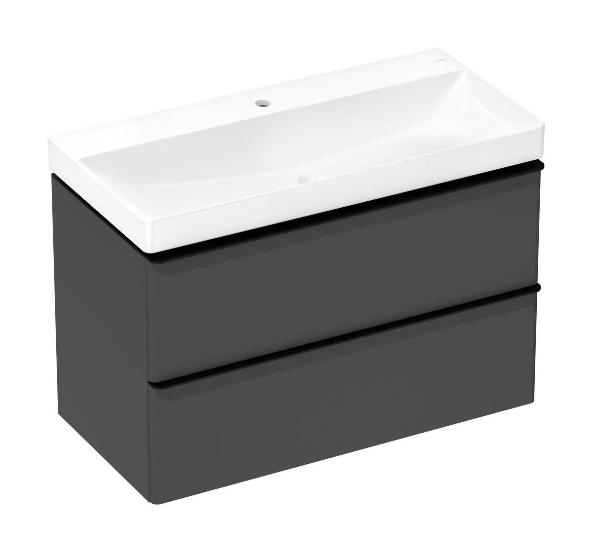 סט ארון אמבטיה וכיור הנס גרואה Hansgrohe Xelu Q Vanity unit set Diamond Matt Grey 980/475 with 2 drawers with wash basin