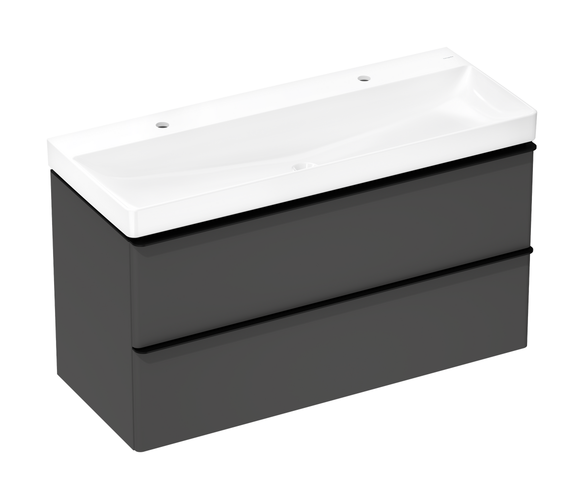 סט ארון אמבטיה וכיור הנס גרואה Hansgrohe Xelu Q Vanity unit set Diamond Matt Grey 1180/475 with 2 drawers with wash basin