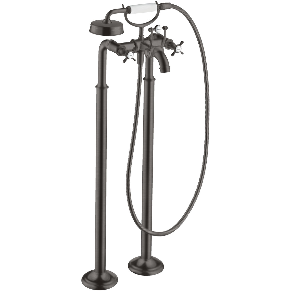 ברז אמבטיה עומד עם מזלף יד אקסור AXOR Montreux 2-handle bath mixer floor-standing with lever/cross handles
