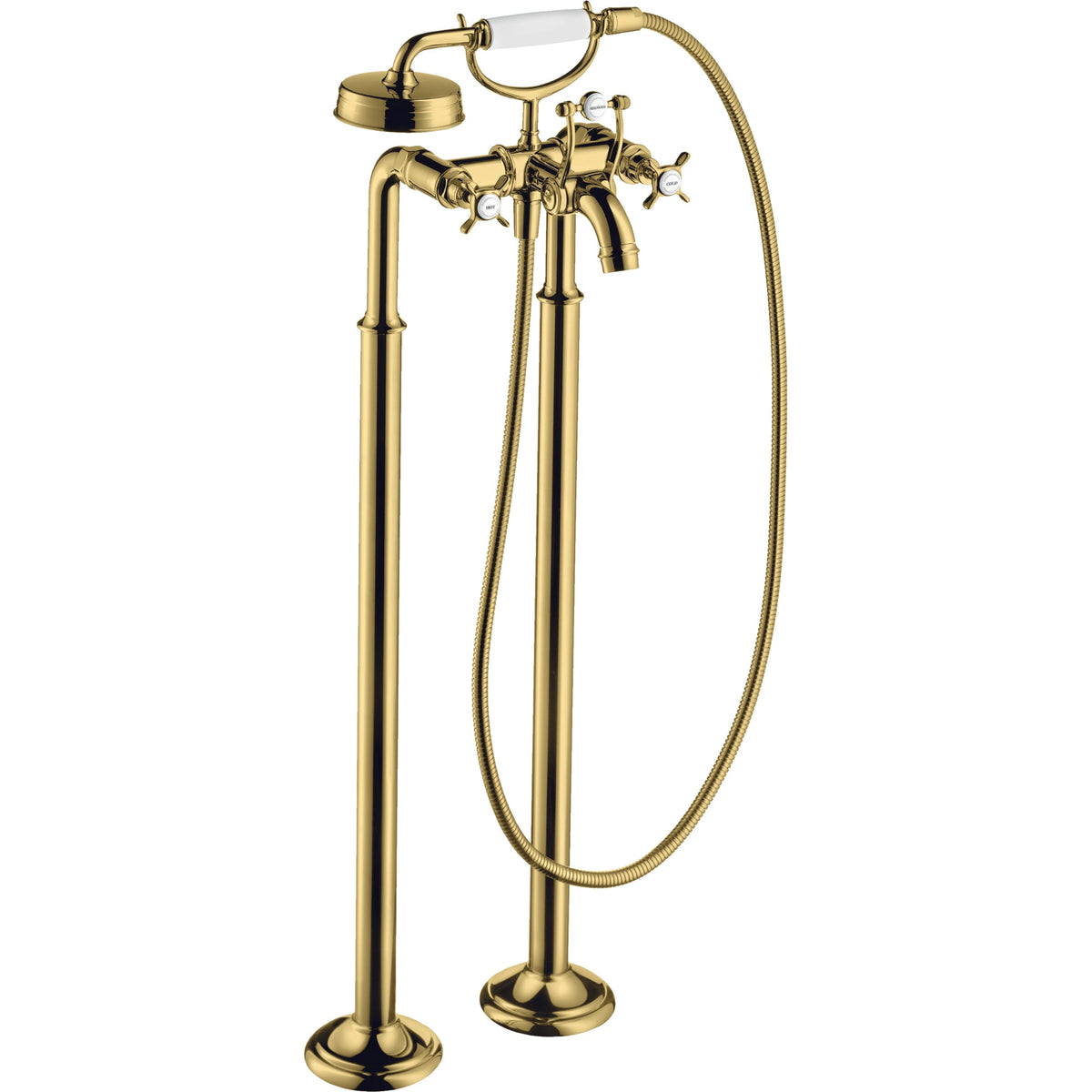 סוללה  מהרצפה לאמבטיה פרי סטנדינגAXOR Montreux 2-handle bath mixer floor-standing with cross handles