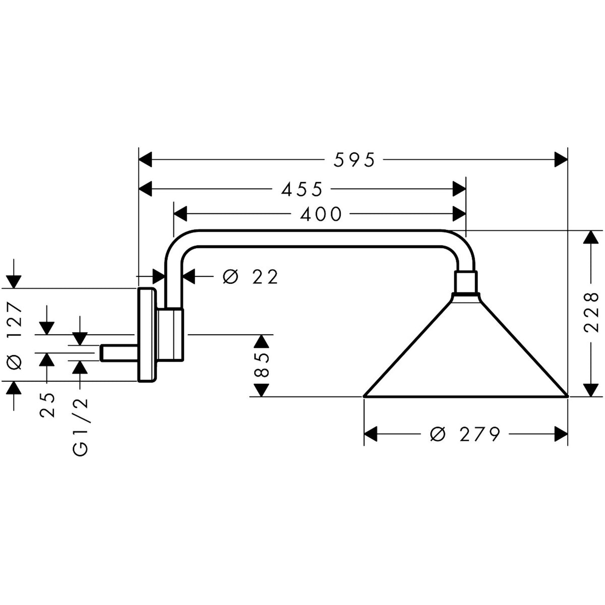 ראש מקלחת מעוצב אקסור AXOR Showers/Front Overhead shower 240 2jet with shower arm