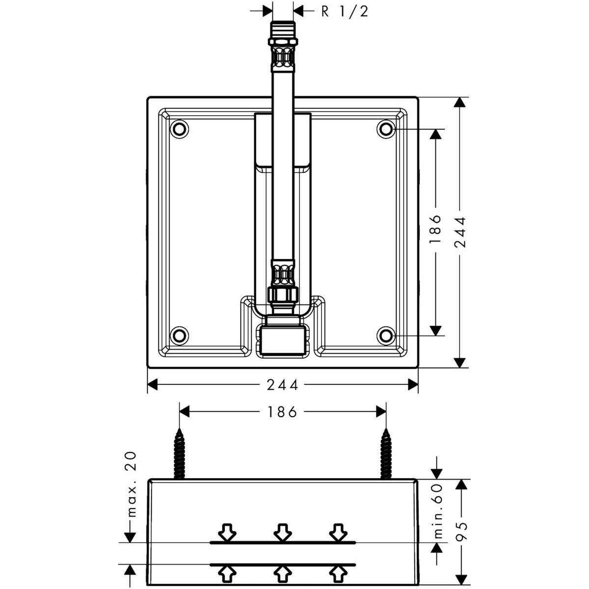 חלק פנימי לראש תקרתי AXOR Citterio CAXOR Citterio C Basic set for overhead shower ceiling