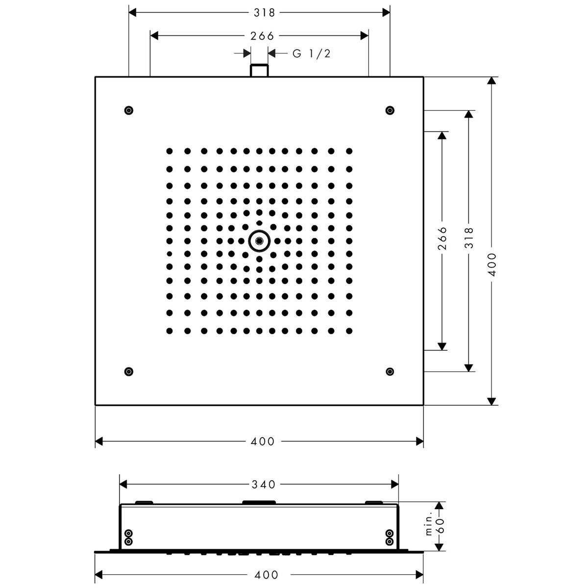 Raindance E Overhead shower 400/400 1jet EcoSmart ceiling integrated