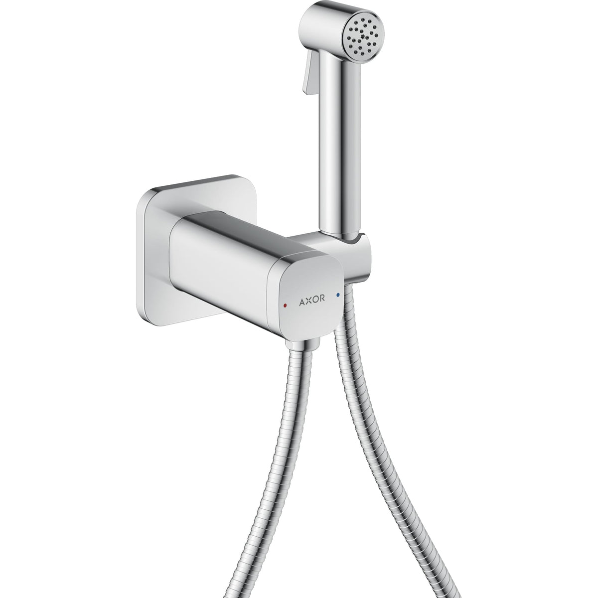 רוזטה 120/120AXOR Bidette Showers Bidette hand shower 1jet softsquare for mixed water with shower holder and shower hose 1.25 m