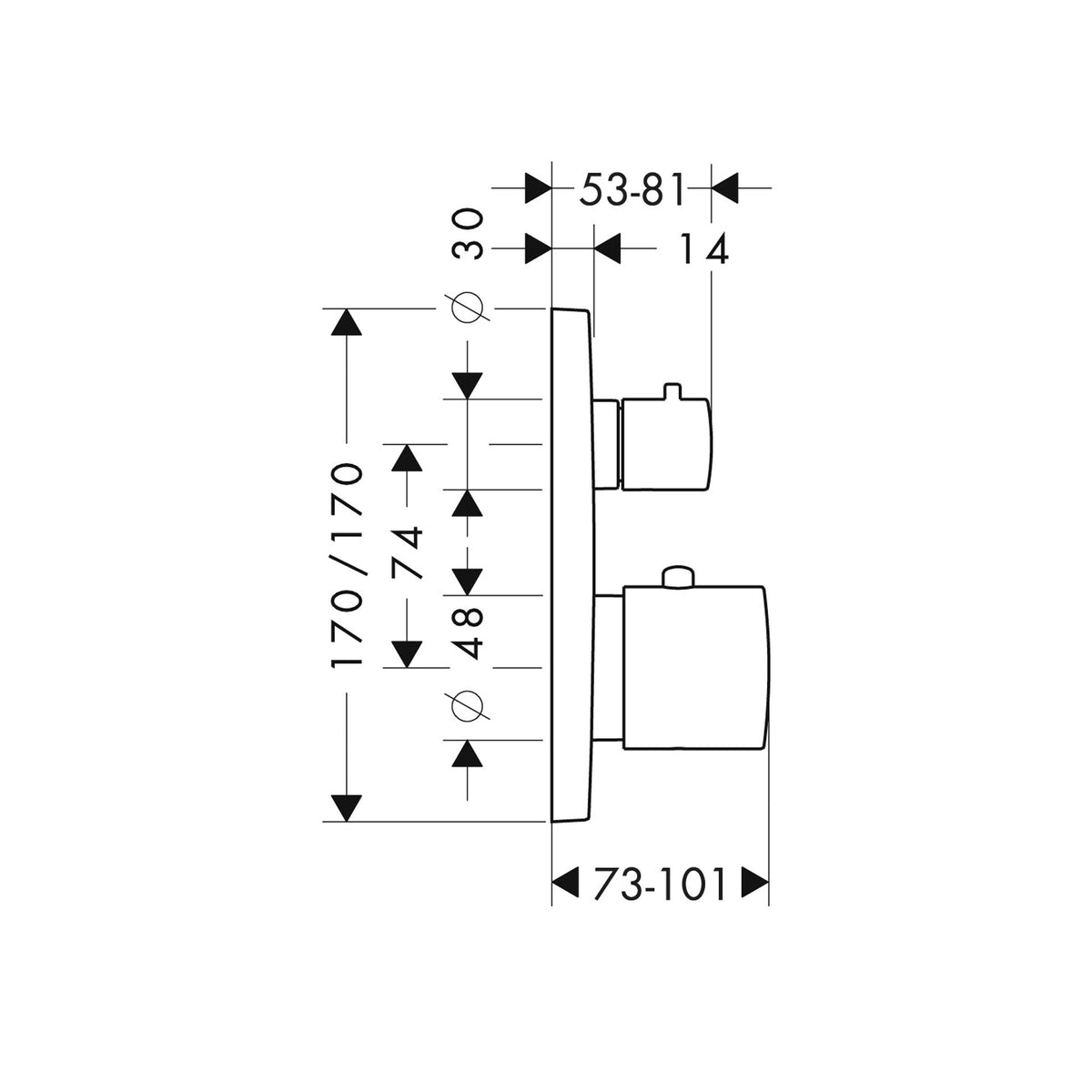 אינטרפוץ 3 דרך אקסור AXOR Citterio M Thermostat for concealed installation with shut-off valve