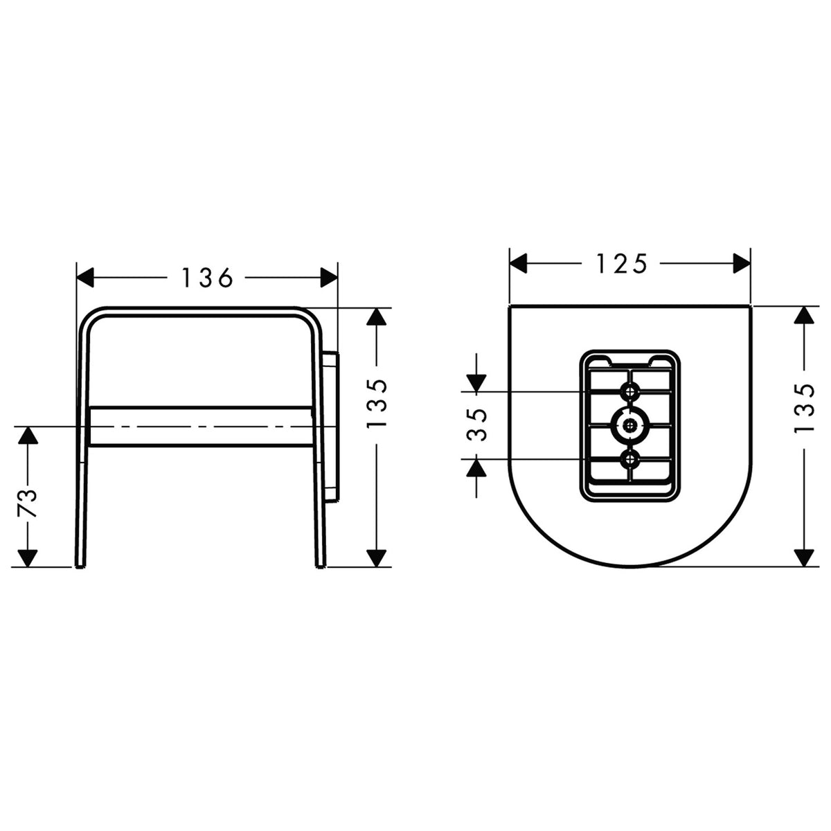 מחזיק לנייר טואלט אקסור AXOR Universal Softsquare Toilet paper holder with shelf