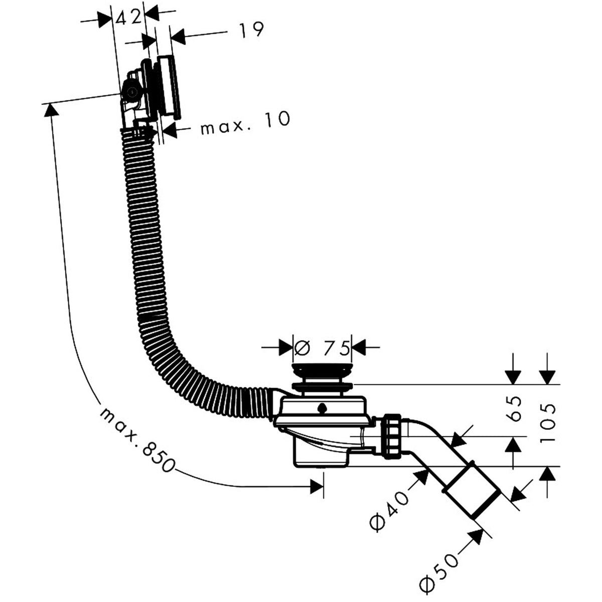 FlushPlate AX for Geberit SigmaAXOR Flexaplus Complete set waste and overflow set for bathtub