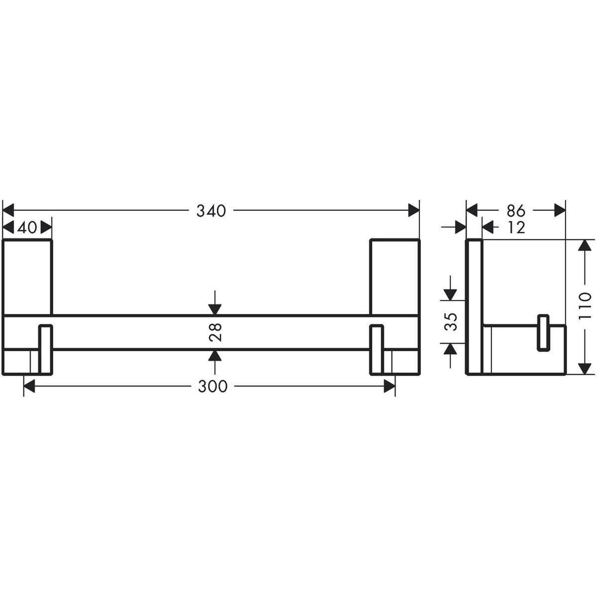 מאחז צד אקסור AXOR Universal Rectangular Grab bar