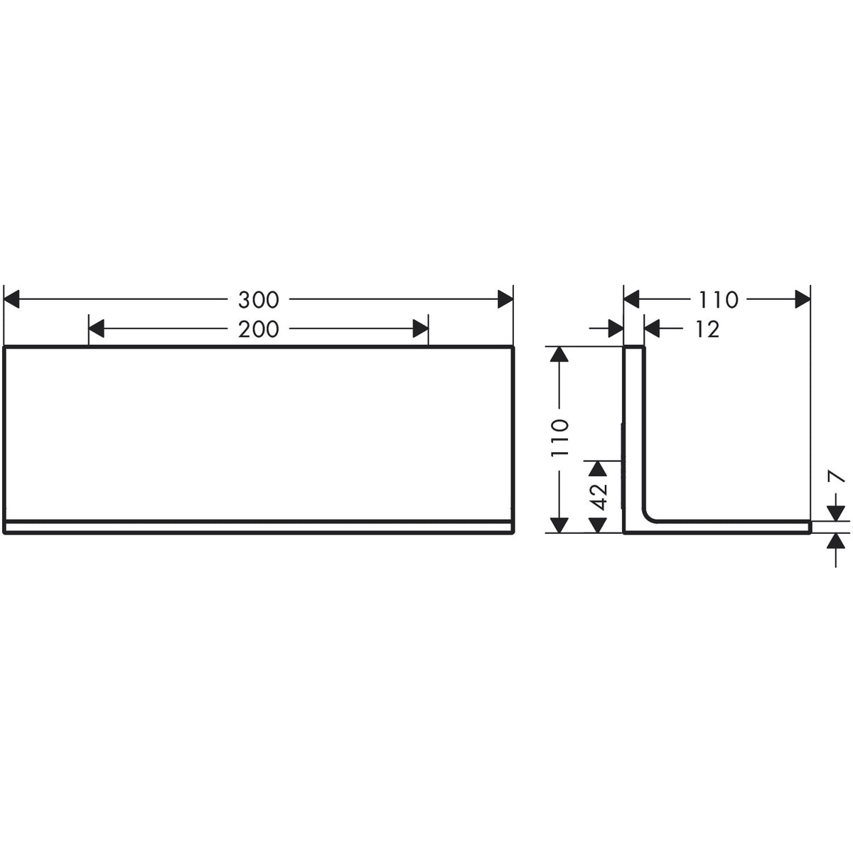 מדף לחדר רחצה  AXOR Universal Rectangular Shelf 300