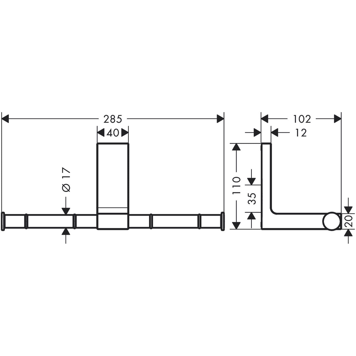 מחזיק לנייר טואלט כפול אקסור AXOR Universal Rectangular Toilet paper holder double