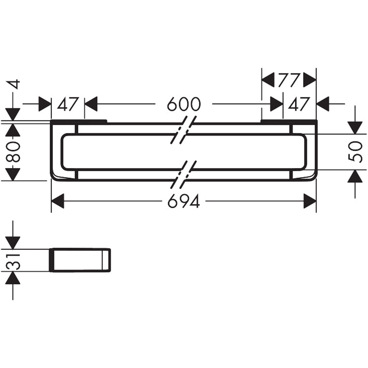 מתלה מגבות אקסור AXOR Universal Softsquare Rail bath towel holder 600 mm