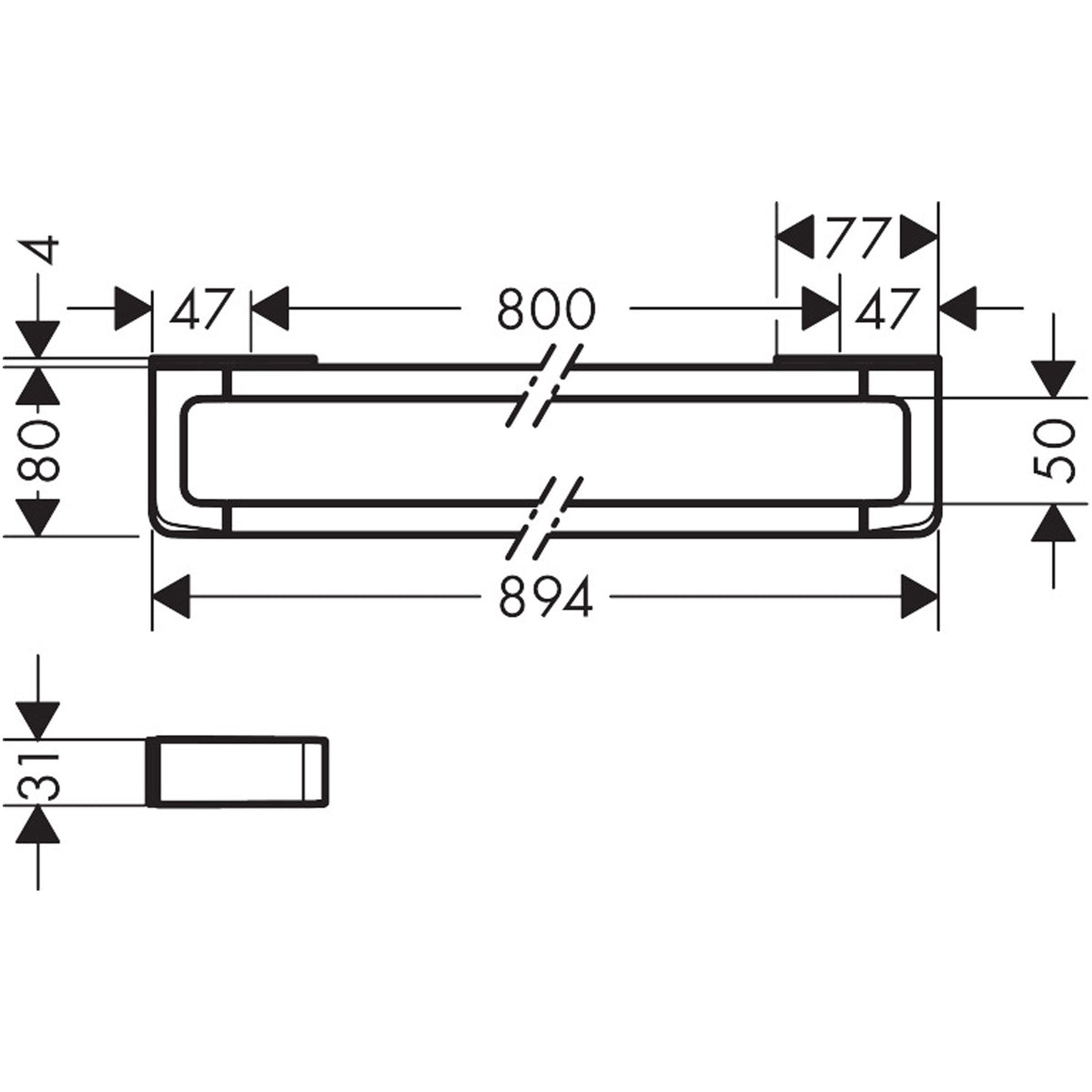 מסילה/מתלה מגבות באורך 800 ממ    AXOR Universal Softsquare Rail bath towel holder 800 mm