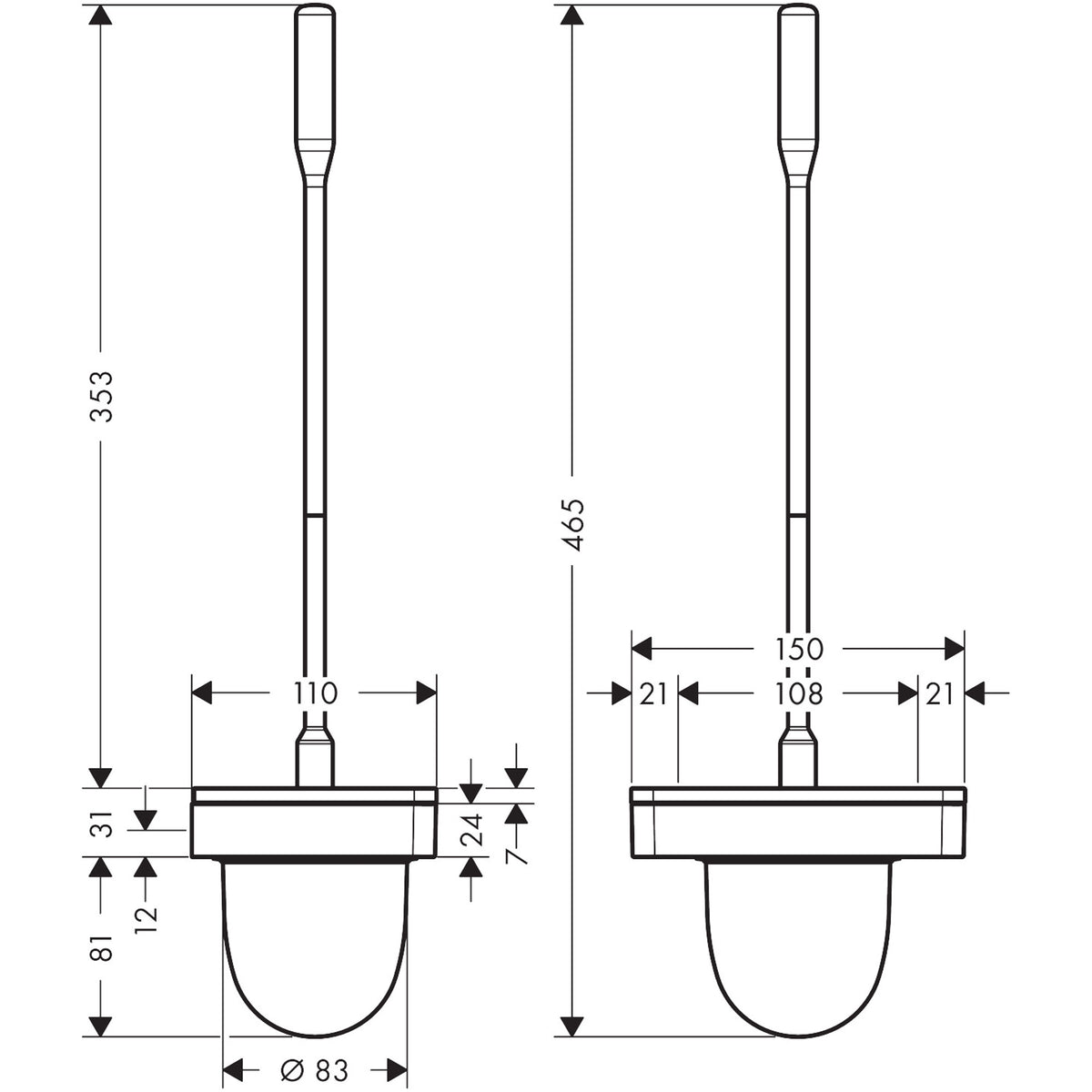 מברשת תלויה לניקוי אסלה אקסור AXOR Universal Softsquare Toilet brush holder wall-mounted