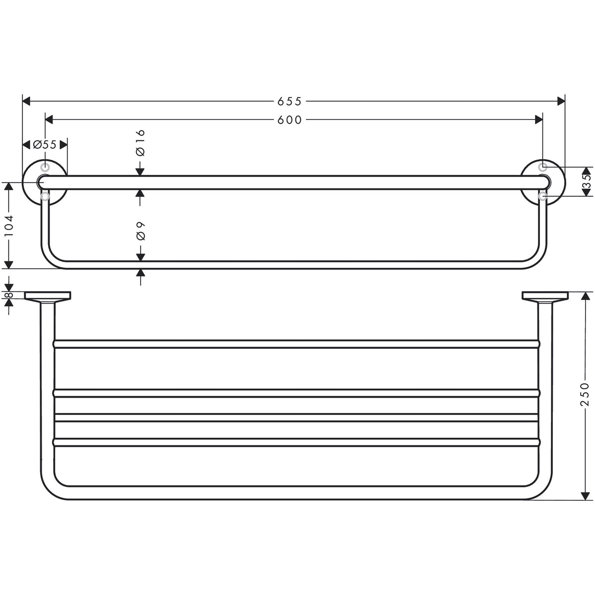 מדף למגבות כולל מתלה אקסור AXOR Universal Circular Towel rack with towel holder