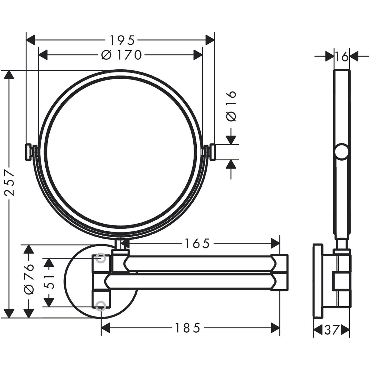 מראה מגדילה אקסור XAXOR Universal Circular Shaving mirror