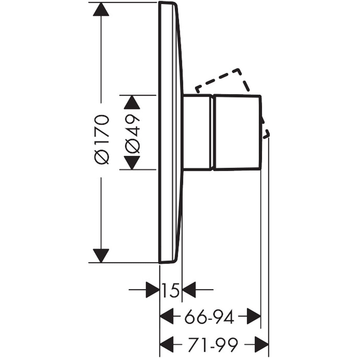 כיסוי חיצוני לאינטרפוץ 3 דרך AXOR Uno Single lever shower mixer for concealed installation with zero handle