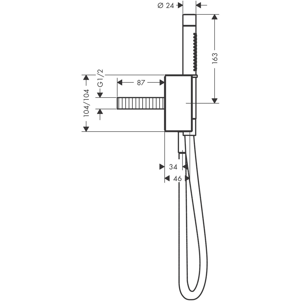 סט מזלף יד כולל מאחז וצינור אקסור AXOR Edge Porter unit with baton hand shower 2jet and shower hose - diamond cut