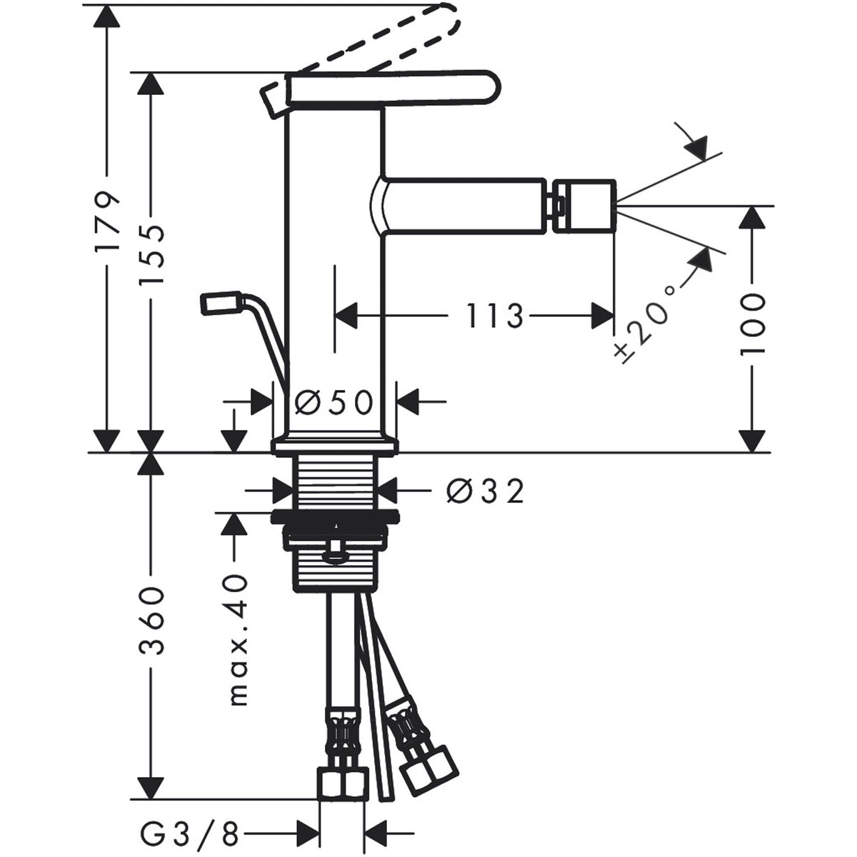 ברז בידה אקסור AXOR One Single lever bidet mixer with pop-up waste set