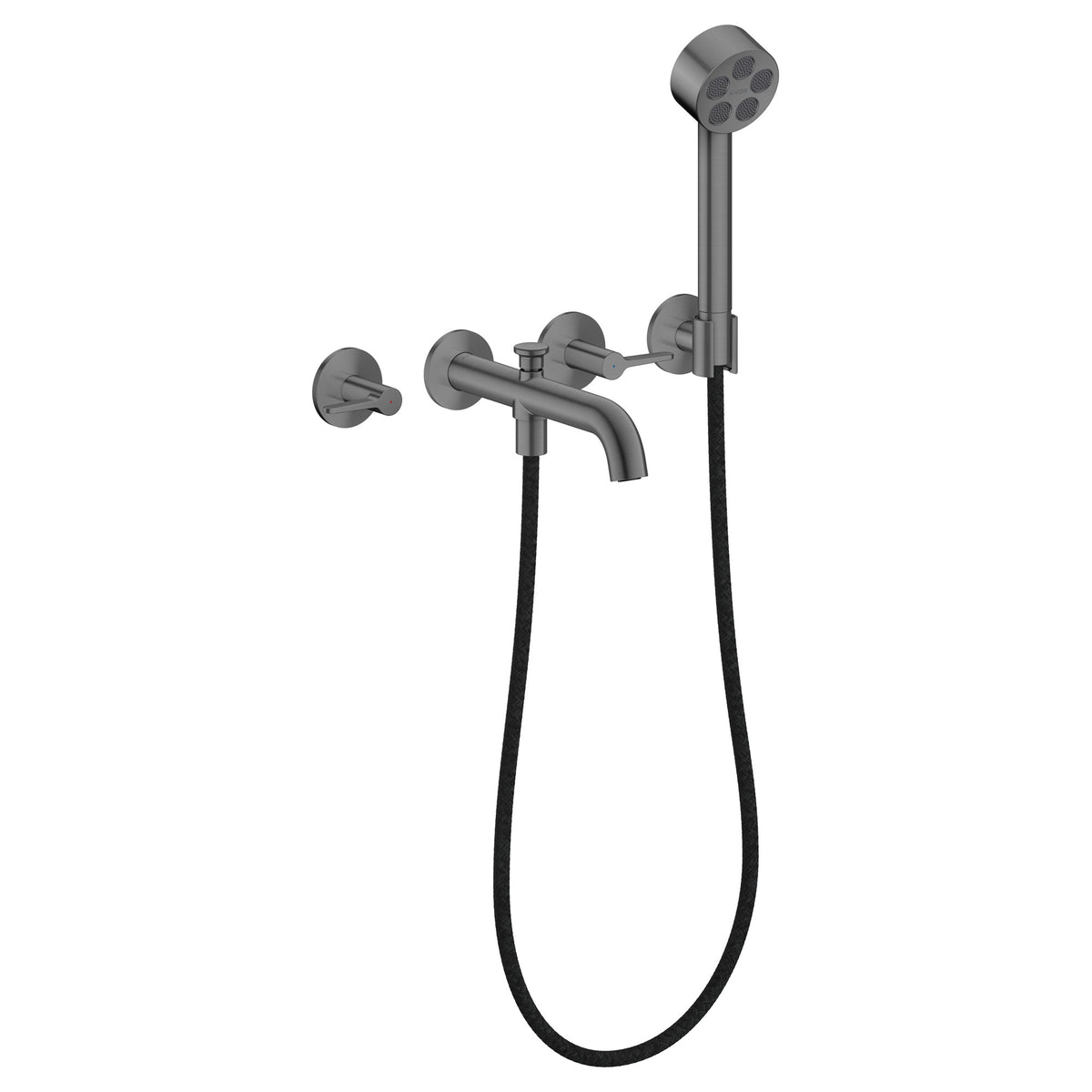 ברז לאמבטיה להתקנה מהקיר 3 חורים אקסור AXOR One 3-hole bath mixer for concealed installation wall-mounted with lever handles and hand shower