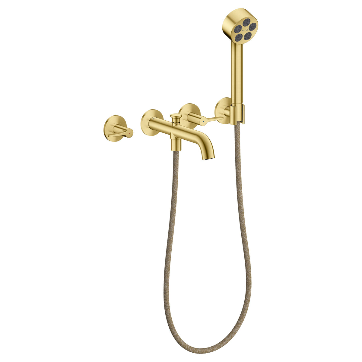 ברז לאמבטיה להתקנה מהקיר 3 חורים אקסור AXOR One 3-hole bath mixer for concealed installation wall-mounted with lever handles and hand shower