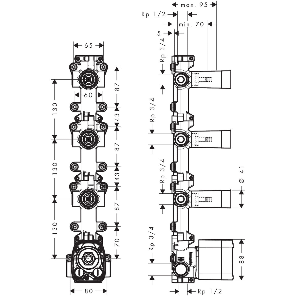 AXOR One Basic set for thermostatic module for concealed installation for 3 functions