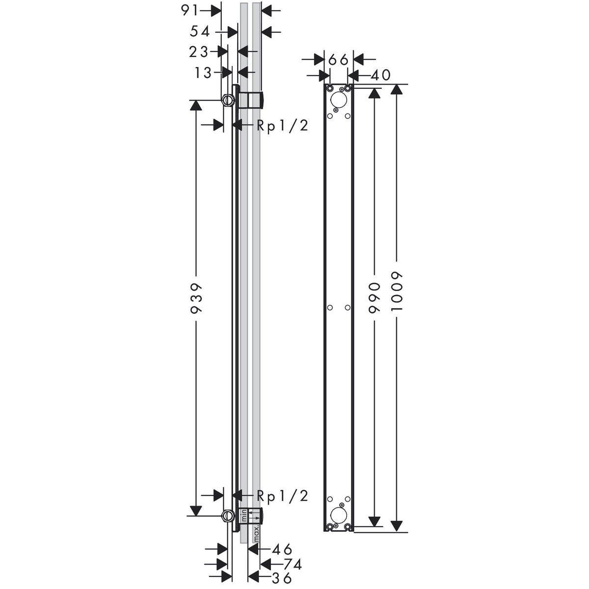 גוף פנימי למערכת רחצה AX ShowerAXOR One Basic set for Showerpipe