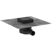 סט ניקוז ריבועי 10/10 ס"מ מדגם RainDrain Point כולל סיפון אפשרות לגימור אריח עד 18 מ"מ עובי, עומק התקנה מינימלי 54 מ"מRainDrain Point Complete set point drain 100/100 tileable rear cover