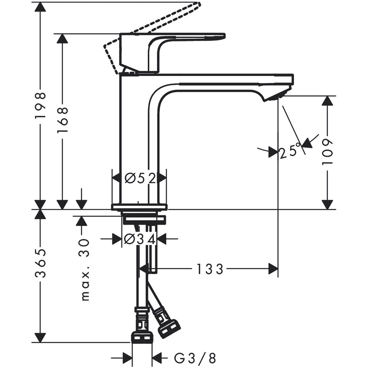 Rebris S Single lever basin mixer 110 CoolStart without waste set