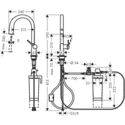 Aqittura M91 FilterSystem 210, pull-out spout, 1jet, starter set