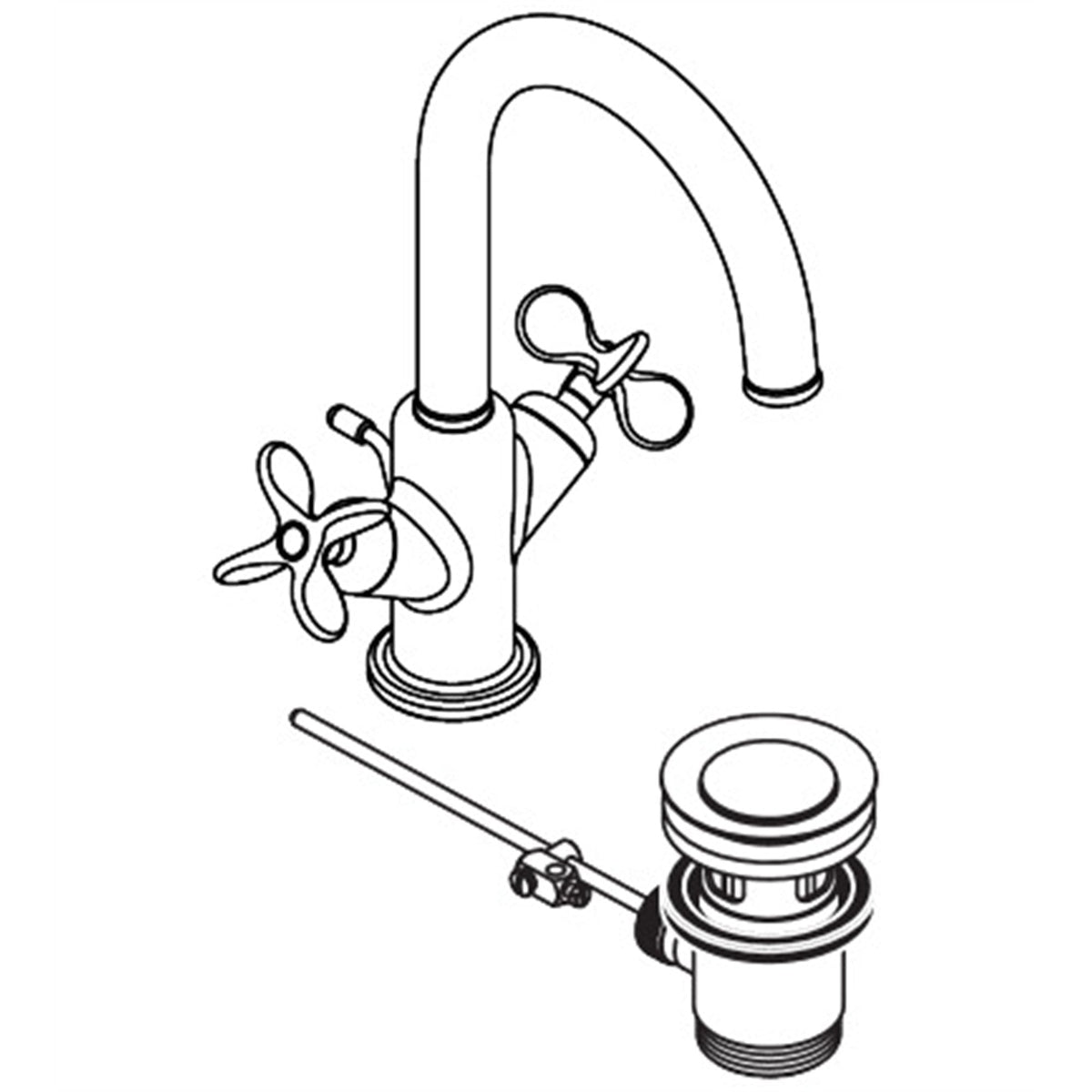 AXOR-Archivio-2-handle-basin-mixer-170-with-cross-handles-and-pop-up-waste-set-34015-technical-02
