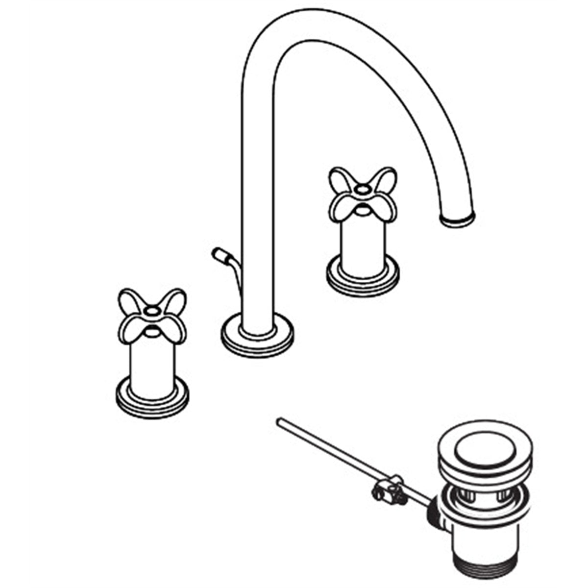AXOR-Archivio-3-hole-basin-mixer-190-with-cross-handles-and-pop-up-waste-set-34027-technical-02