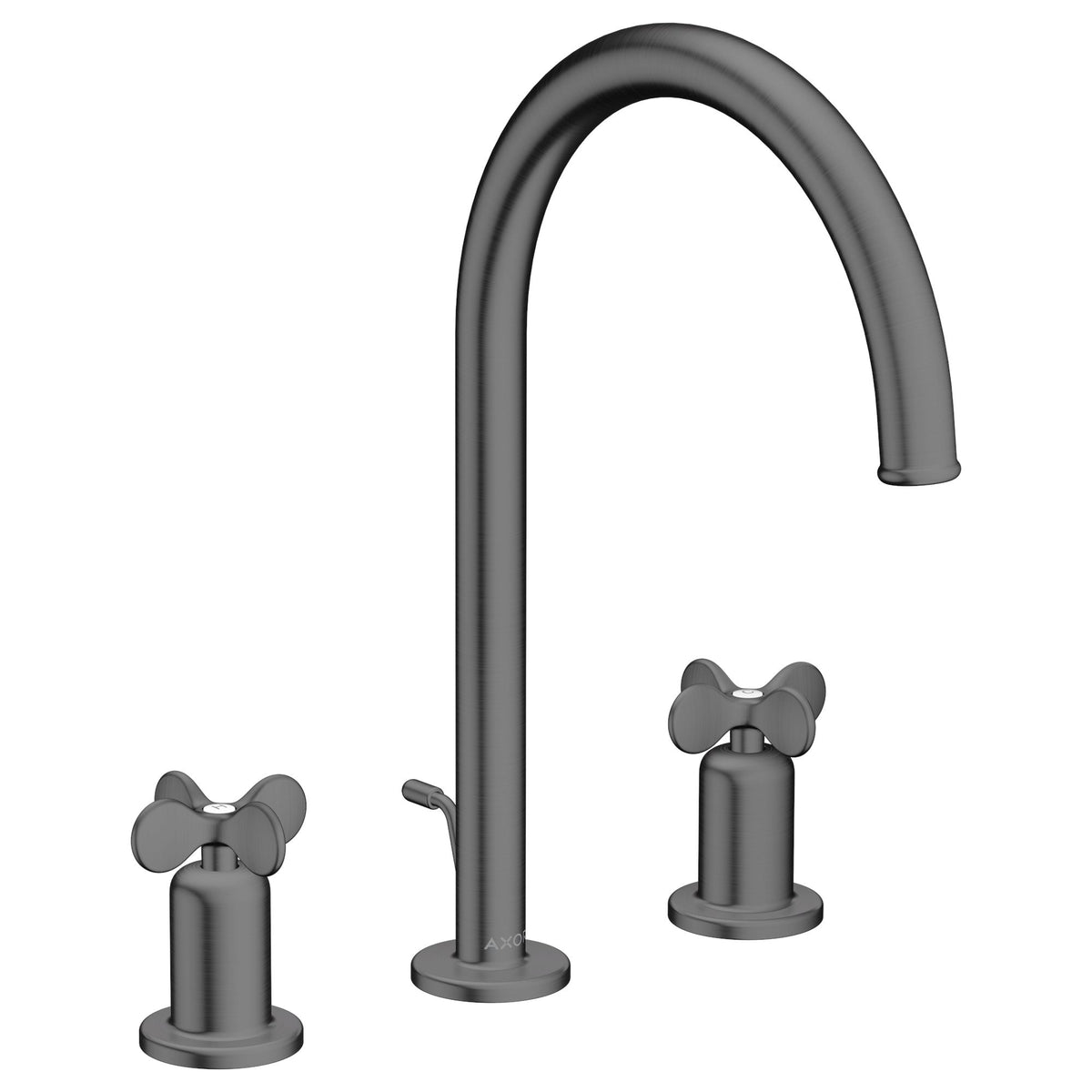 AXOR-Archivio-3-hole-basin-mixer-190-with-cross-handles-and-pop-up-waste-set-Brushed-Black-Chrome-34027340