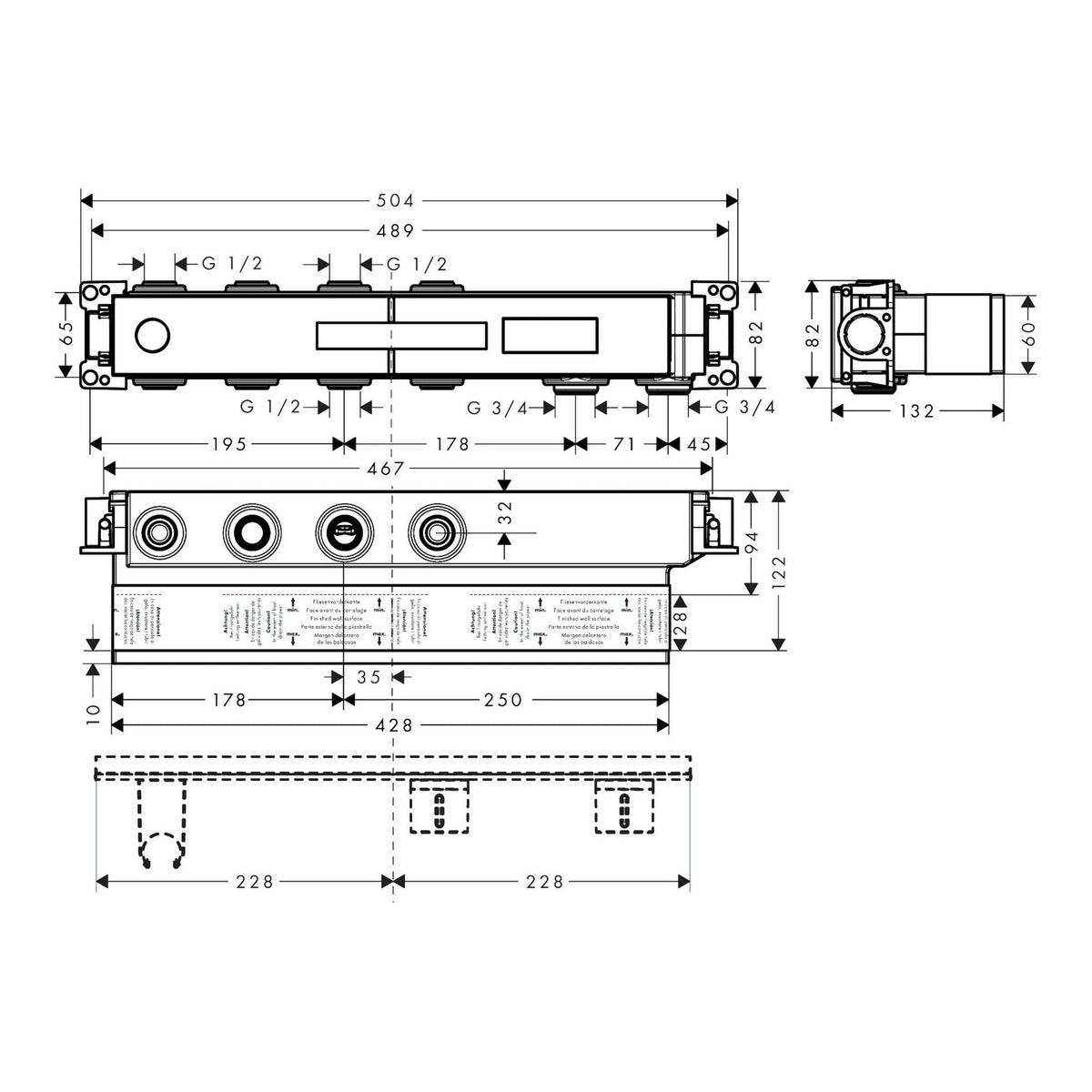 AXOR Basic set for thermostatic module Select for 2 functions 18310 technical 01