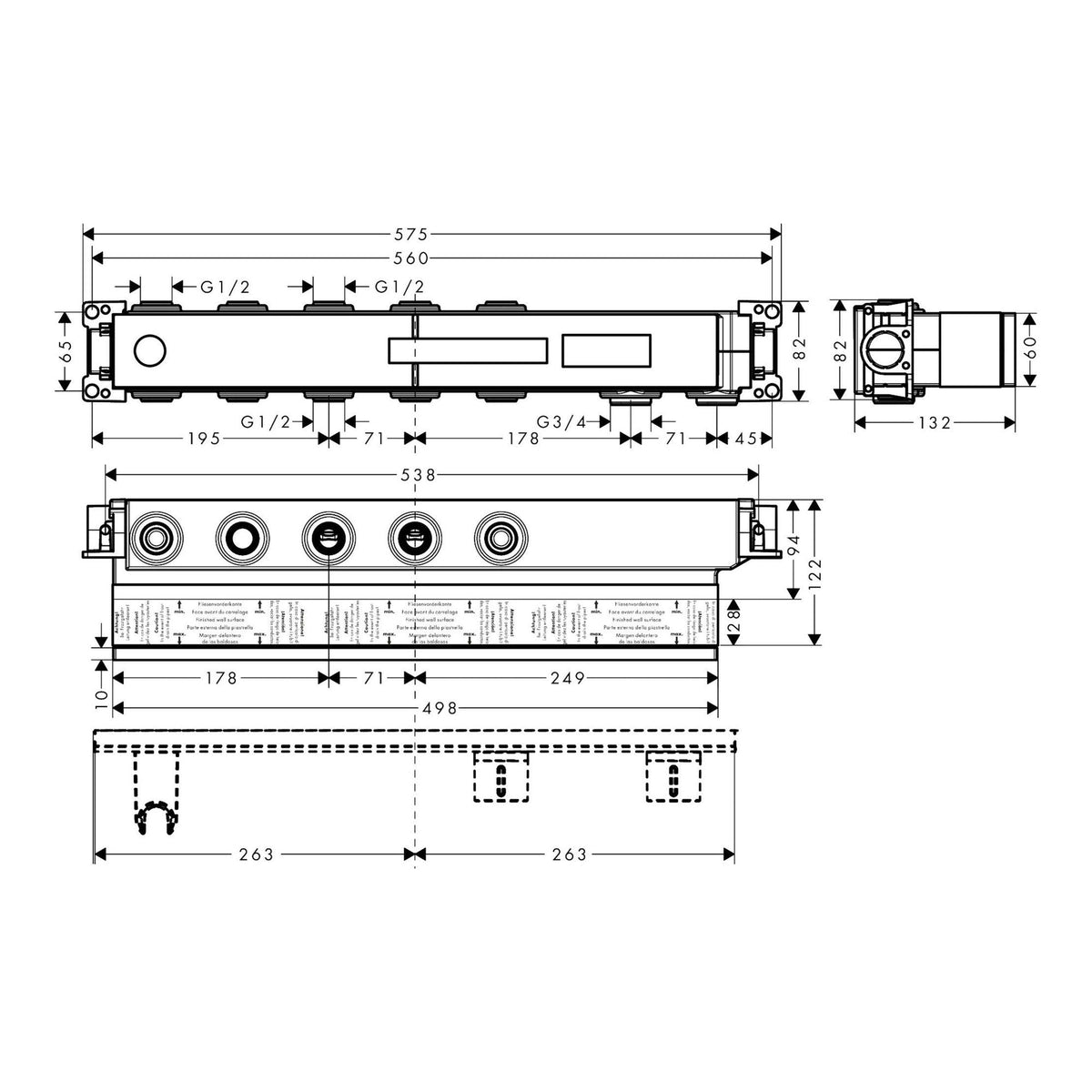 AXOR Basic set for thermostatic module Select for 3 functions 18311 technical 01